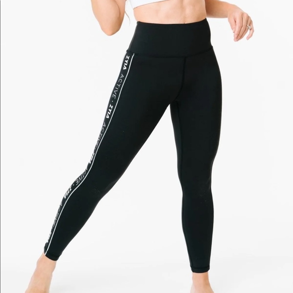 ZYIA Active Black Logo Stripe Light N Tight Leggings